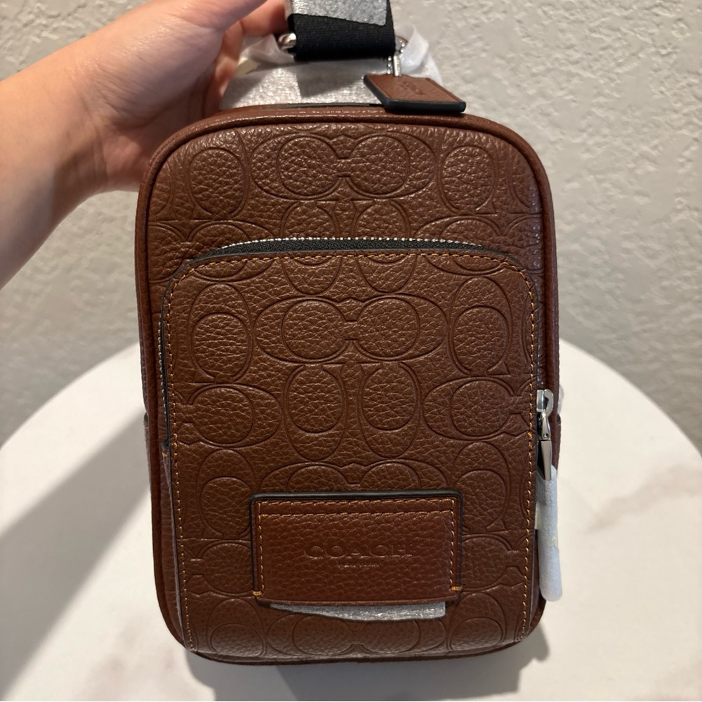 NWT Coach Brown Leather Crossbody Sling Bag for Men - Picture 8 of 13